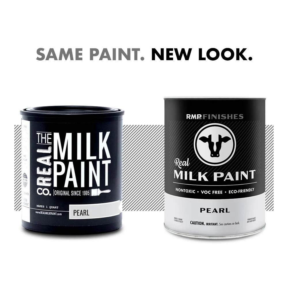 Milk paint by RMP Finishes: The new look for Real Milk Paint Co Pearl milk paint. Same milk paint formula, new packaging design.