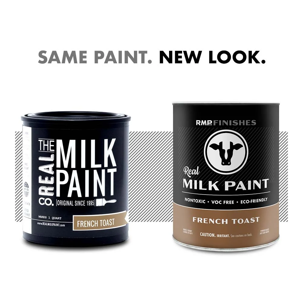 Milk paint by RMP Finishes: The new look for Real Milk Paint Co French Toast milk paint. Same milk paint formula, new packaging design.