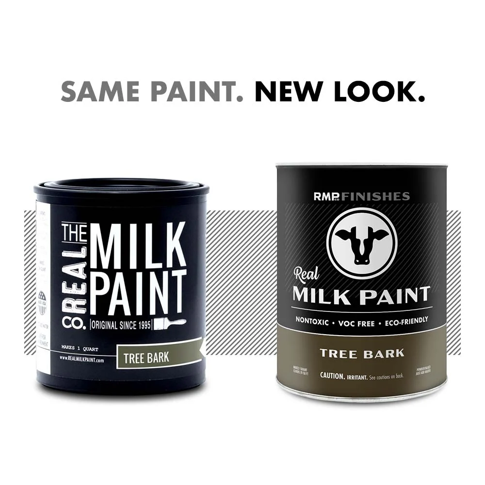 Milk paint by RMP Finishes: The new look for Real Milk Paint Co Tree Bark milk paint. Same milk paint formula, new packaging design.
